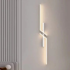 Modern Geometric LED Wall Sconce with Black Finish and Gold Accents