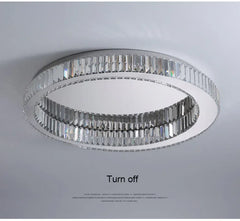 Gold Ring Crystal Ceiling Chandelier Flush Mount Light