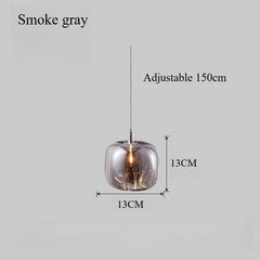 Smoked Gray Amber Clear Crystal Ball Pendant Light