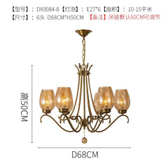 Gold Finish Tiered Candle Chandelier with Amber Crackle Glass Shades