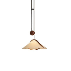 Fabric Cone Pendant Light with Wood Accents Fixture