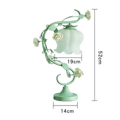 Floral Rose Lamp with Frosted Glass Shade
