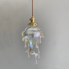 Glass Droplet Pendant Light - Rainbow Swirl - Art Deco Style