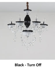 Black Crystal Candelabra Chandelier with Waterfall Droplets