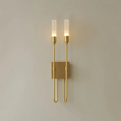 Modern Gold Metal Arc Wall Sconce with Frosted Glass Shade