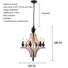 Chandelier with dimensions and specifications on a white background