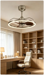 Brushed Nickel Ring Ceiling Fan Light Modern LED Chandelier