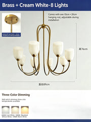 Brushed Gold Tulip Glass Chandelier Pendant Light