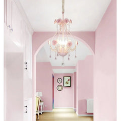 Pink Rose Crystal Chandelier Multi-Arm Pendant Light