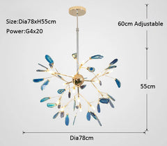Gold Branch Sputnik Chandelier with Blue Agate Slices