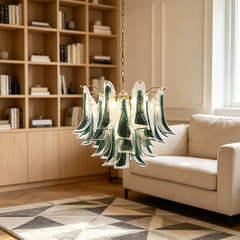 Gold Floral Glass Tiered Chandelier Pendant Light