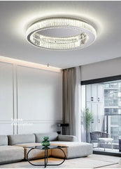 Gold Ring Crystal Ceiling Chandelier Flush Mount Light