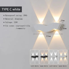 Wall light fixture with specifications on a gray background