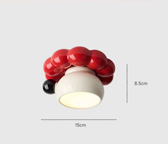 Ceramic Rose Bud Flush Mount Ceiling Light with Frosted Bell Shades