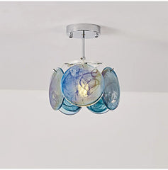 Artistic Swirl Glass Petal Pendant Light Fixture with Chrome Base
