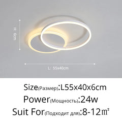 Modern Gold Interlocking Rings Flush Mount Ceiling Light Fixture