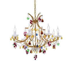 Gold Crystal Floral Chandelier Hanging Pendant Light
