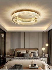 Gold Ring Crystal Ceiling Chandelier Flush Mount Light