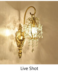 Gold Crystal Sconce Light Fixture with K9 Crystals