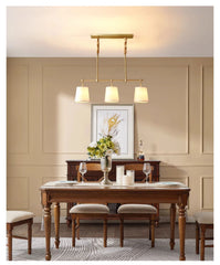 Polished Copper Ring Chandelier with Fabric Shades