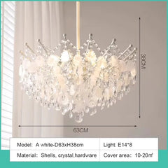 Gold Crystal Cascade Chandelier with Shell Accents