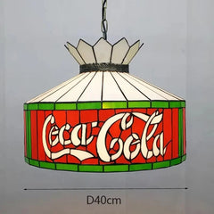Fan Shaped Tiffany Glass Pendant Light with Amber Beads Accent