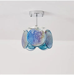 Artistic Swirl Glass Petal Pendant Light Fixture with Chrome Base