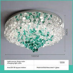 Chrome Cascading Crystal Chandelier Modern Flush Mount Light
