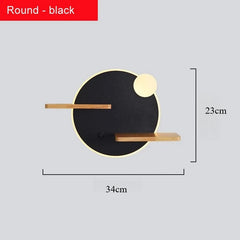 Modern Wood Shelf LED Wall Sconce with USB Charger