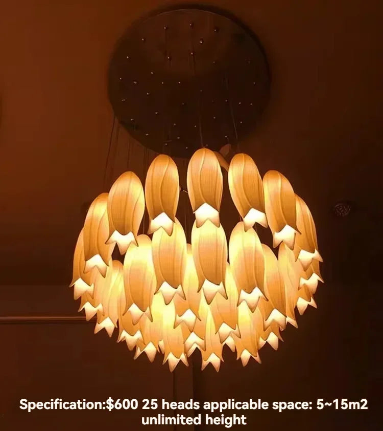 Chandelier with warm light on a dark background