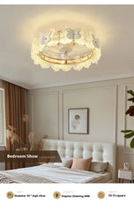 Gold Floral Glass Semi-Flush Mount Ceiling Light