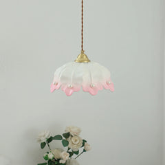 Pink Petal Pendant Light with Pearls