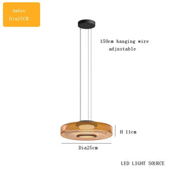 Modern Glass Disk Pendant Light with Amber, Smoke, and Green Hues
