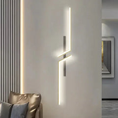 Modern Geometric LED Wall Sconce with Black Finish and Gold Accents