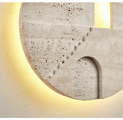 Travertine Stone Staircase Arch Wall Sconce with Warm LED Light