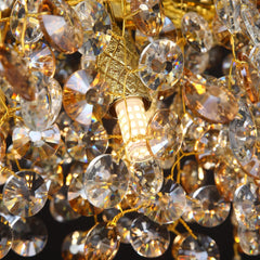 Gold Crystal Branch Pendant Light with Clear Faceted Crystals