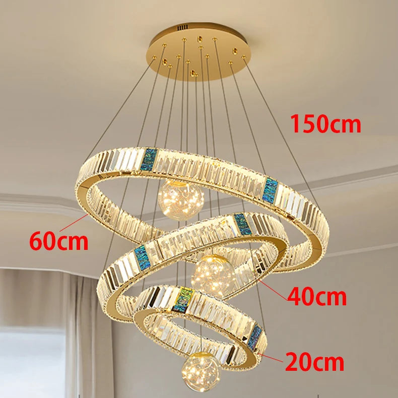 Chandelier with dimensions labeled on a neutral background