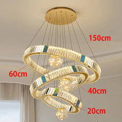 Chandelier with dimensions labeled on a neutral background
