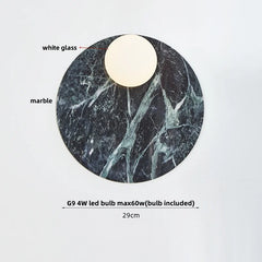 Marble-patterned light fixture with white glass cover on a gray background