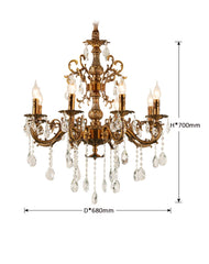 Coppery Multi-Arm Crystal Chandelier
