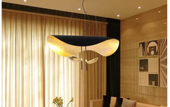 Modern Wave Pendant Light with Gold Leaf and Black Accents