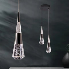 Gold Crystal Teardrop Pendant Light Fixture, Dimmable Remote Control