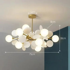 Gold Starburst Branch Chandelier with Globe Shades