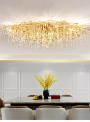 Gold Crystal Cascade Chandelier Surface Mount Light
