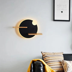 Modern Wood Shelf LED Wall Sconce with USB Charger