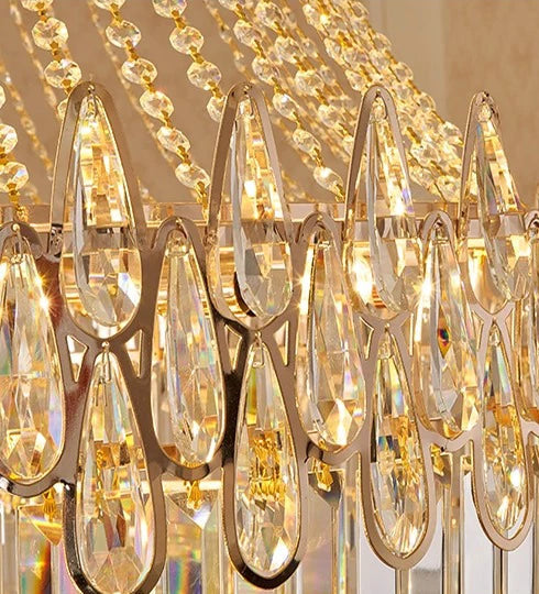 Luxurious chandelier with crystal-like design on a neutral background