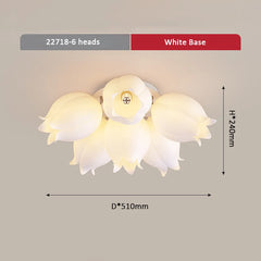 White Orchid Blossom Multi-Light Flush Mount Ceiling Light