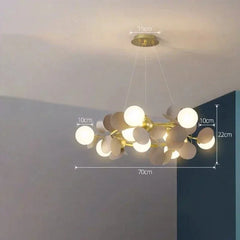 Gold Starburst Branch Chandelier with Globe Shades