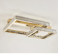 Gold Crystal Geometric Flush Mount Ceiling Light