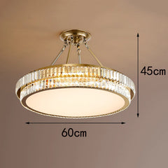 Gold ceiling light fixture with dimensions on a plain background